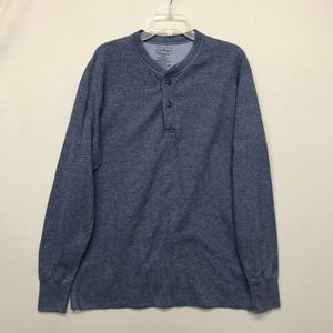 LL Bean Men Two-Layer River Driver's Henley Shirt T-Shirt Tee Size Large M114 16